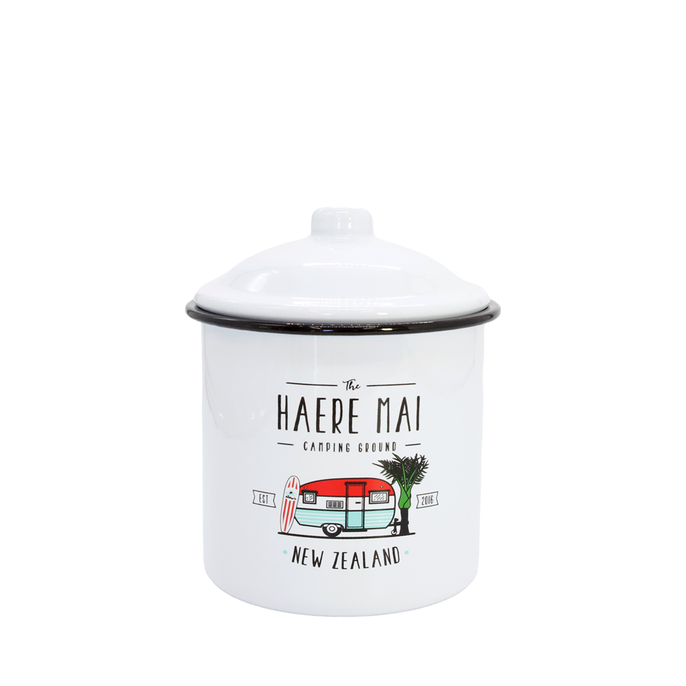 Moana Rd - Enamel Canister - Haere Mai