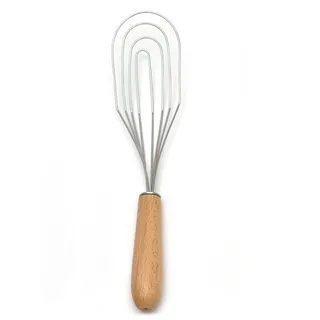 Dishy - Flat Metal Whisk with Beech Handle