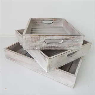Voodoo - Wooden Slat Trays Whitewashed