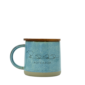 Moana Rd - Glazed Ceramic Mug with Wooden Coaster Lid